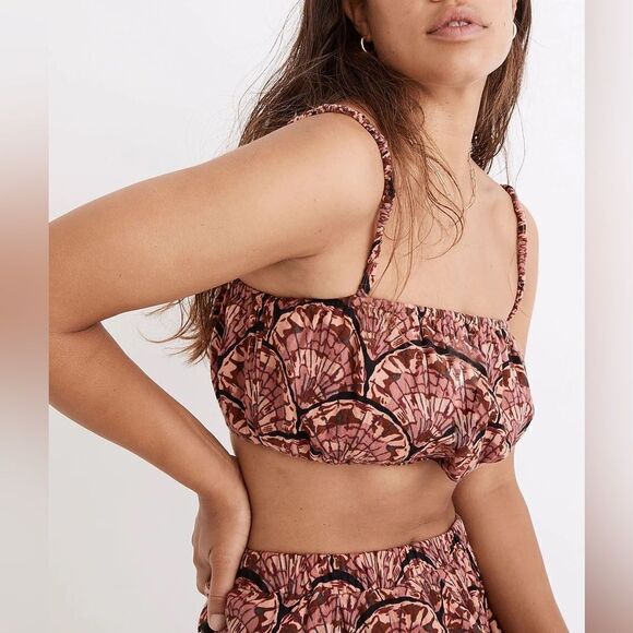 NWT- Madewell-Lightestspun Cover-Up Bubble Crop Top in Painted Seashells - Picture 3 of 13